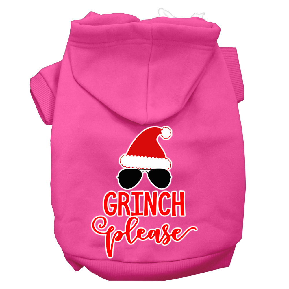 Grinch Please Screen Print Dog Hoodie Bright Pink XXL